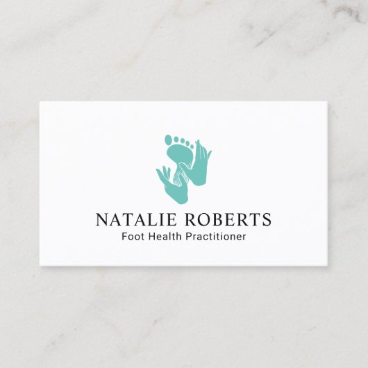 Foot Massage Healthcare Practitioner Blauwgroen Sp Visitekaartje (Voorkant)