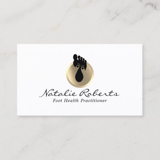 Foot Massage Therapy Gold Logo Reflexology Spa Visitekaartje (Voorkant)