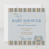 Foot Prints Boy Baby shower Invitation Square Kaart (Achterkant)