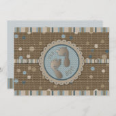 Foot Prints Boy Baby shower Uitnodiging (Voorkant / Achterkant)