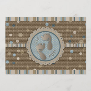 Foot Prints Boy Baby shower Uitnodiging