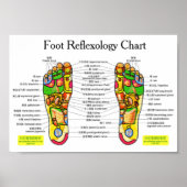 Foot Reflexology Chart 10x7" Poster (Voorkant)