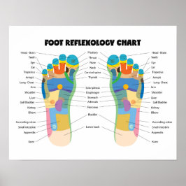 Foot Reflexology Chart 20" x 16", (Matte) Poster