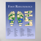 Foot Reflexology Chart - Blue Poster (Voorkant)