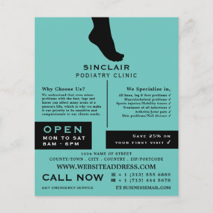 Foot Silhouette, Podiatry Clinic, Podiatrist Flyer