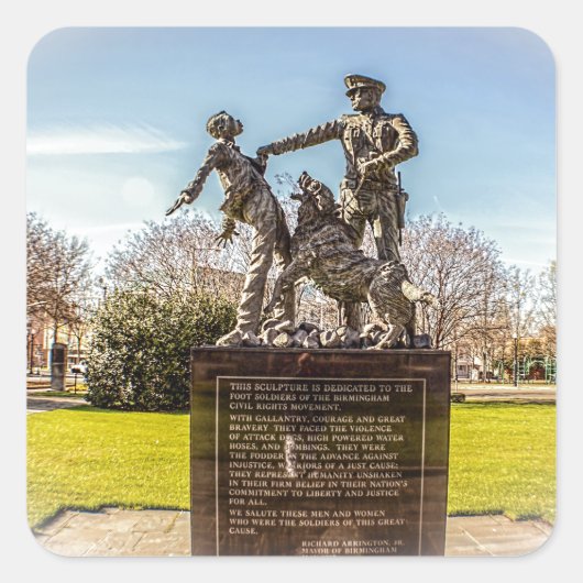 Foot Soldaten in Kelly Ingram Park Vierkante Sticker (Voorkant)