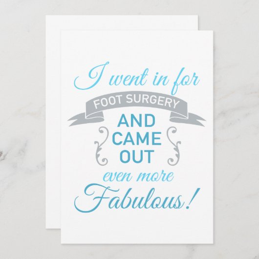 Foot Surgery Fabulous Recovery (blauw) Kaart (Voorkant / Achterkant)