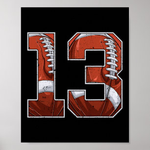 Football 13e verjaardag jongen dertien 13 jaar oud poster