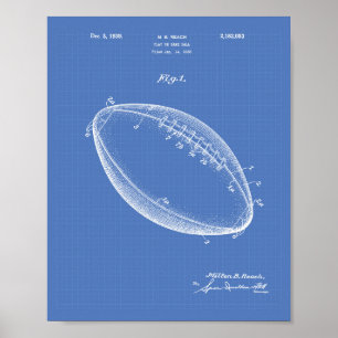 Football 1939 Patentkunst - Blauwdruk Poster