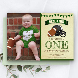 Football 1e eerste verjaardag Foto Kaart