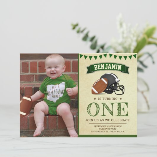  Football 1e eerste verjaardag Foto Kaart (Staand voorkant)