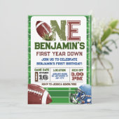 Football 1e jaar down Birthday Kaart (Staand voorkant)