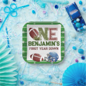 Football 1e jaar down Birthday Papieren Bordje (Feest)