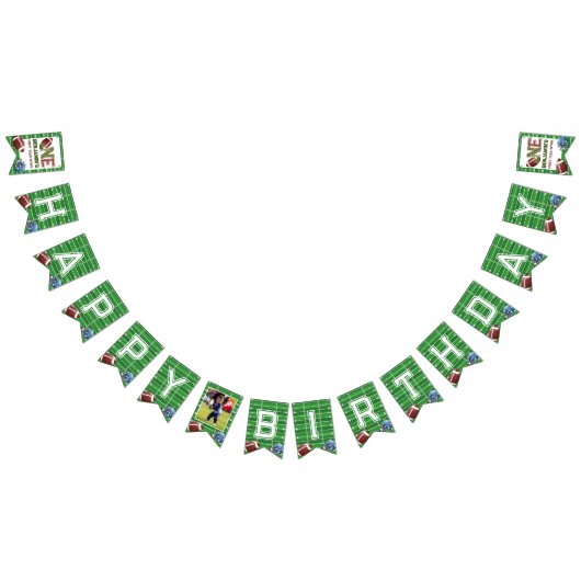 Football 1e jaar down Birthday Vlaggetjes (Alle)