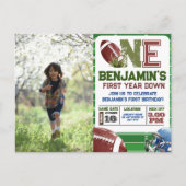 Football 1e jaar down foto Verjaardag Briefkaart (Voorkant)