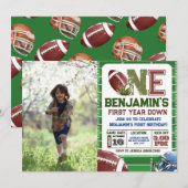 Football 1e jaar down foto Verjaardag Kaart (Voorkant / Achterkant)