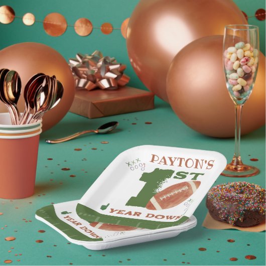 Football 1e jaar naar beneden Football vrijdag Papieren Bordje (Multi)