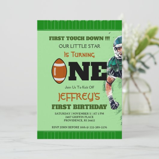 Football 1e uitnodiging (Staand voorkant)