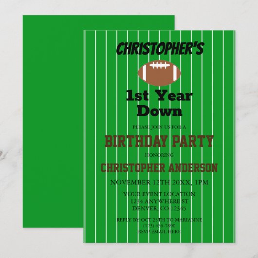 Football 1e verjaardag kaart (Voorkant / Achterkant)