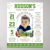 Football 1e verjaardag mijlpaal Poster eerste jaar (Voorkant)