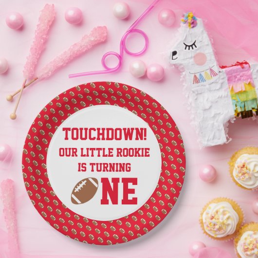Football 1e verjaardag papieren bordje (Feest)
