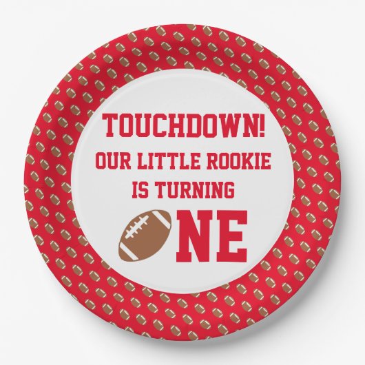 Football 1e verjaardag papieren bordje (Voorkant)