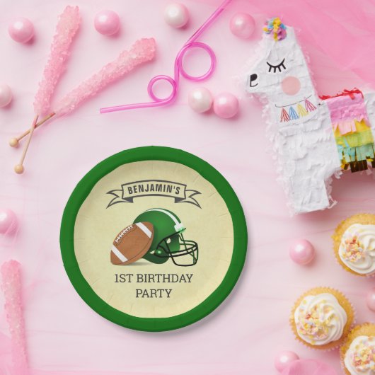 Football 1e verjaardag papieren bordje (Feest)