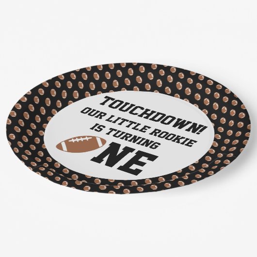 Football 1e verjaardag papieren bordje (Gekanteld)