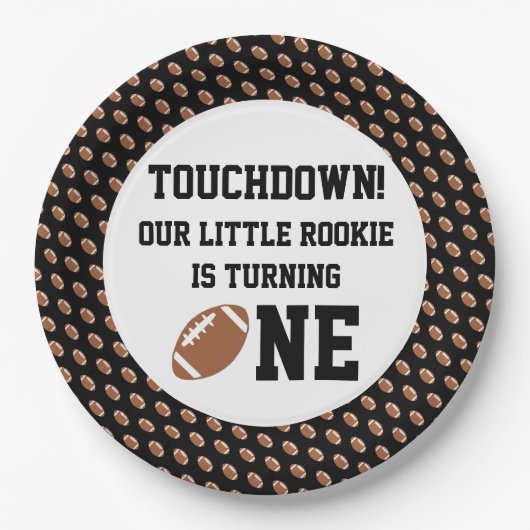 Football 1e verjaardag papieren bordje (Voorkant)