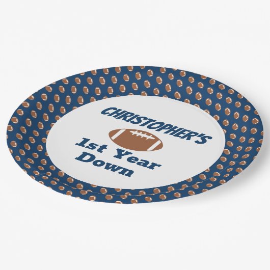 Football 1e verjaardag papieren bordje (Gekanteld)