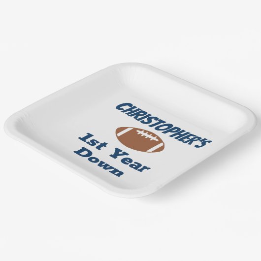 Football 1e verjaardag papieren bordje (Gebogen)