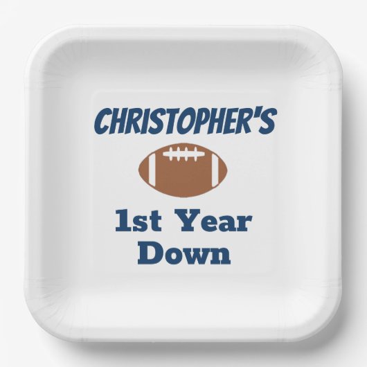 Football 1e verjaardag papieren bordje (Voorkant)