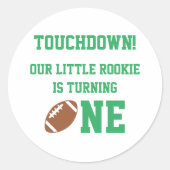 Football 1e verjaardag ronde sticker (Voorkant)
