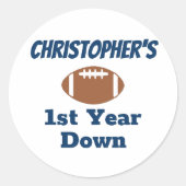 Football 1e verjaardag ronde sticker (Voorkant)