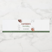 Football 1e Verjaardagsfeestje Waterflesetiket Waterfles Etiket (Enkel label)
