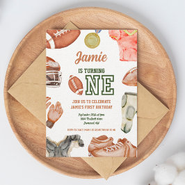 Football 1e Verjaardagsjongens Waterverf Kaart