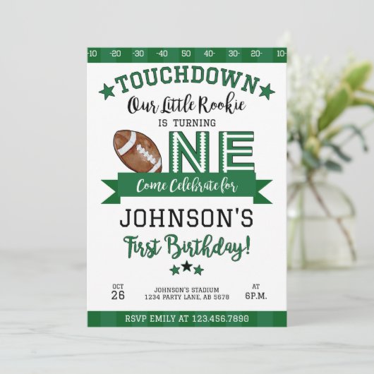 Football 1e Verjaardagsuitnodiging Wit Kaart (Staand voorkant)