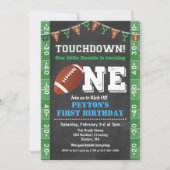Football 1st First Birthday Chalkboard Invitation Kaart (Voorkant)