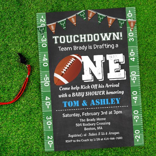 Football 1st First Birthday Chalkboard Invitation Kaart