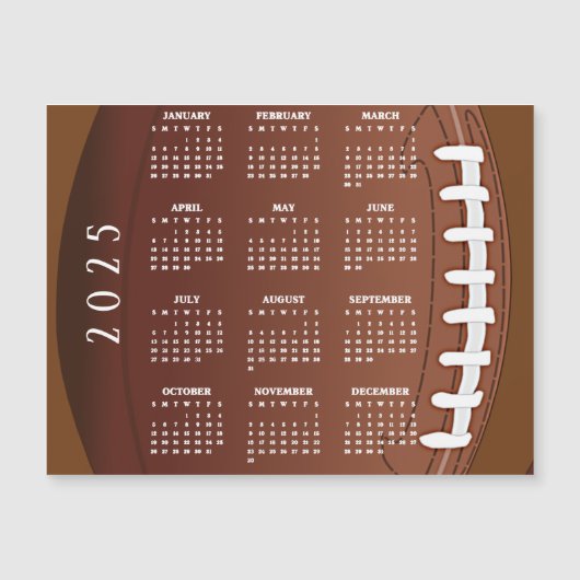 Football 2025 Kalender Magnetische Kaart (Voorkant)