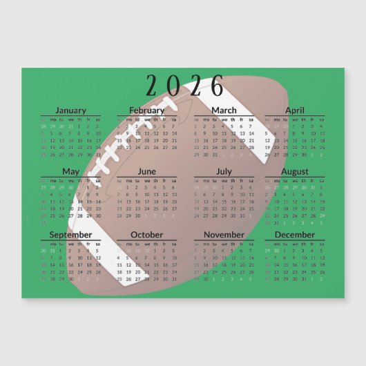 Football 2026 Calendar Magnetic Card (Voorkant)