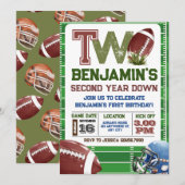 Football 2e jaar down Birthday Kaart (Voorkant / Achterkant)