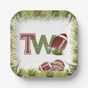 Football 2e jaar down Football verjaardagsfeestje Papieren Bordje