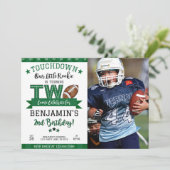 Football 2e Verjaardag Foto Uitnodiging Wit (Staand voorkant)