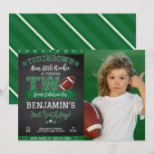 Football 2e Verjaardag Foto Uitnodiging Zwart (Voorkant / Achterkant)