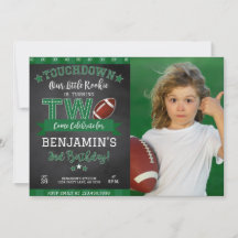 Football 2e Verjaardag Foto Uitnodiging Zwart