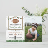 Football 2e verjaardagsfeestfoto kaart (Staand voorkant)