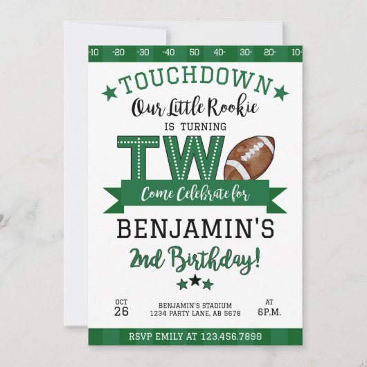 Football 2e Verjaardagsuitnodiging Wit Kaart (Voorkant)