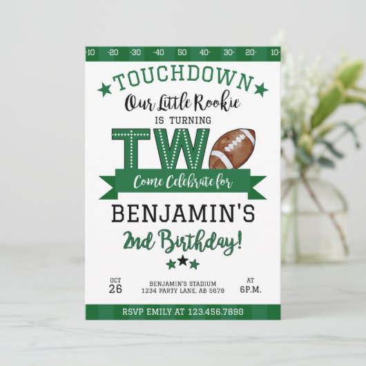 Football 2e Verjaardagsuitnodiging Wit Kaart (Staand voorkant)