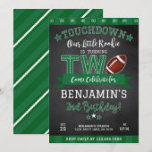Football 2e verjaardagsuitnodiging zwart kaart (Voorkant / Achterkant)